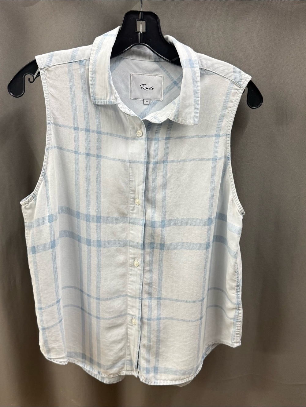 Rails Size Medium Light Blue and White Collared Button Top